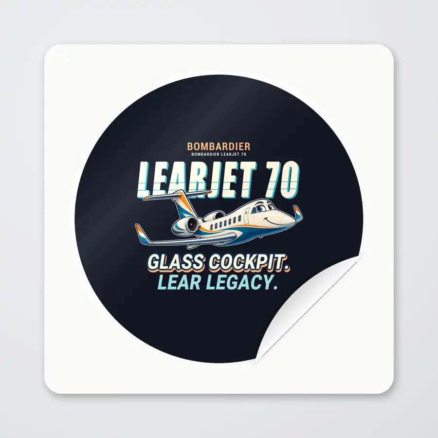 Bombardier Learjet 70 - Cartoon - Circle Sticker - Peel