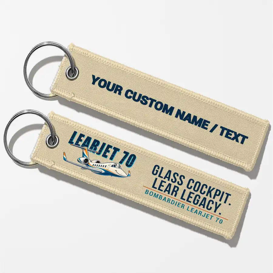 Bombardier Learjet 70 Aviator Key Chains - Beige - Cartoon - Personalized