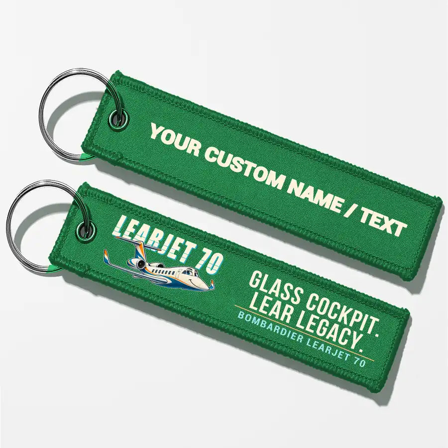 Bombardier Learjet 70 Aviator Key Chains - Green - Cartoon - Personalized
