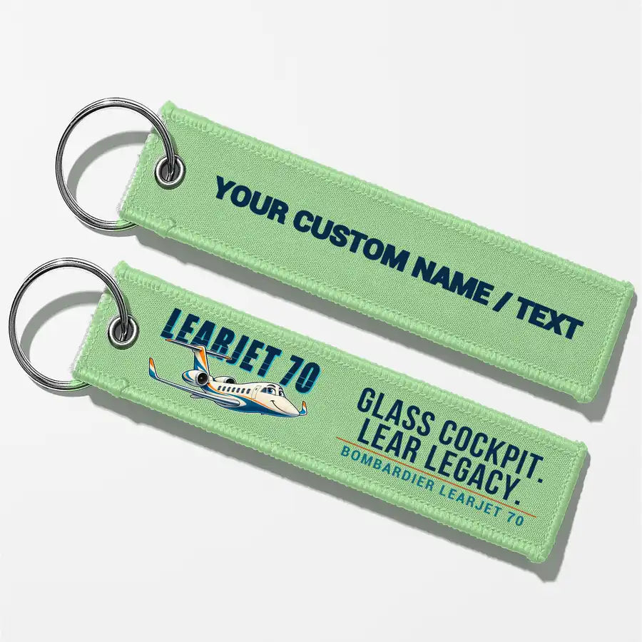 Bombardier Learjet 70 Aviator Key Chains - Light Green - Cartoon - Personalized