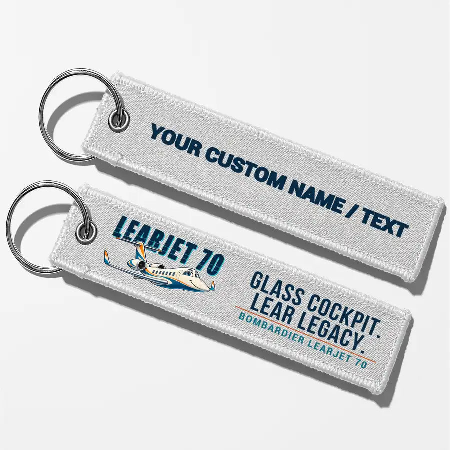 Bombardier Learjet 70 Aviator Key Chains - White - Cartoon - Personalized