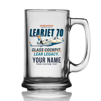 Thumbnail for Bombardier Learjet 70 - Cartoon + Name - Beer Glass with Holder