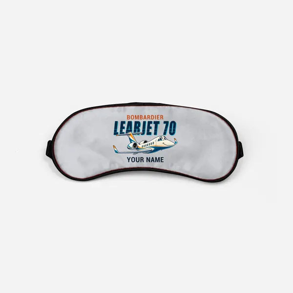 Bombardier Learjet 70 - Cartoon + Name - Sleep Mask - Light Gray