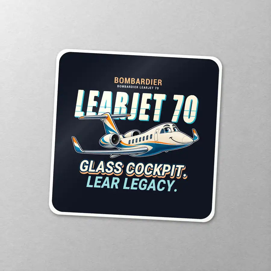 Bombardier Learjet 70 - Cartoon - Square Sticker - Close-up