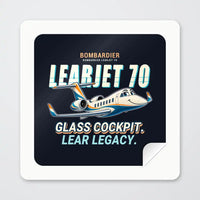 Thumbnail for Bombardier Learjet 70 - Cartoon - Square Sticker - Peel
