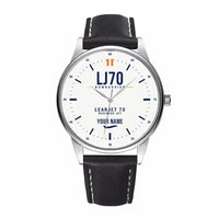 Thumbnail for Bombardier Learjet 70 - Classic - White + Name - Leather Strap - Black Leather Strap
