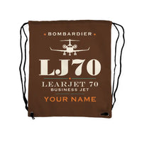 Thumbnail for Bombardier Learjet 70 - Drawstring Bag - Heritage + Name - Brown