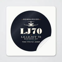 Thumbnail for Bombardier Learjet 70 - Heritage - Circle Sticker - Peel