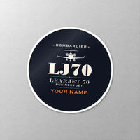 Thumbnail for Bombardier Learjet 70 - Heritage + Name - Circle Sticker - Close-up