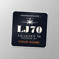 Thumbnail for Bombardier Learjet 70 - Heritage + Name - Square Sticker - Close-up