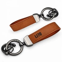 Thumbnail for Bombardier Learjet 70 - Leather Key Chain - Horseshoe Buckle - Tag - Camel