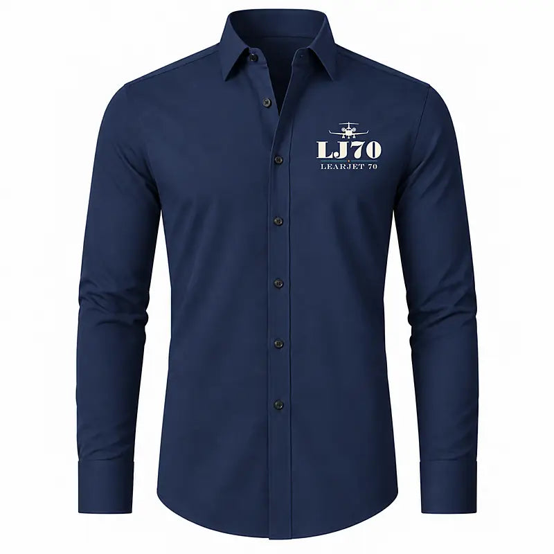 Bombardier Learjet 70 - Long Sleeve Shirt - Heritage - Dark Blue
