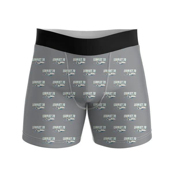 Bombardier Learjet 70 - Men Boxers - Cartoon Pattern - Gray