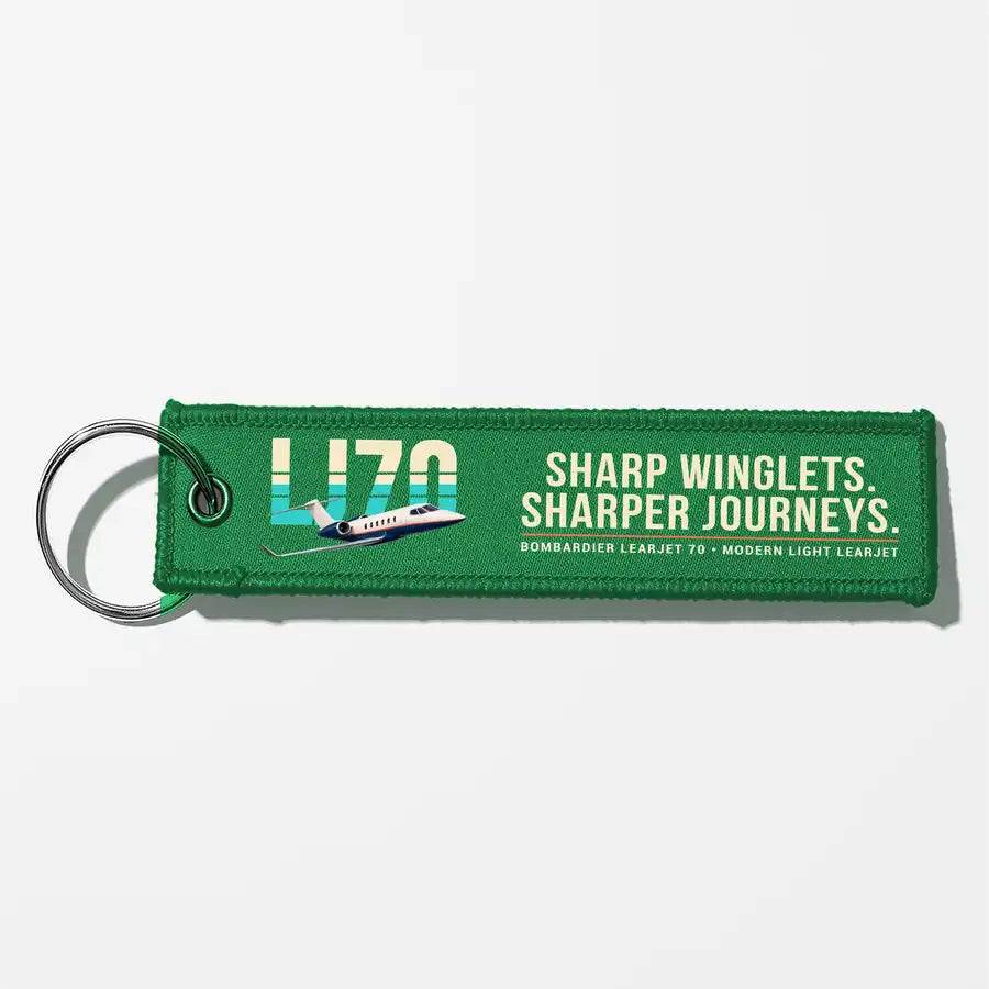 Bombardier Learjet 70 Aviator Key Chains - Green - Original