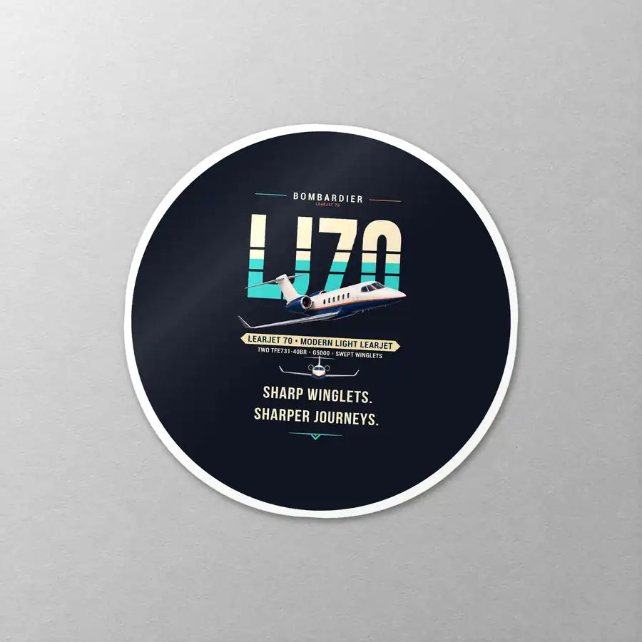 Bombardier Learjet 70 - Original - Circle Sticker - Close-up