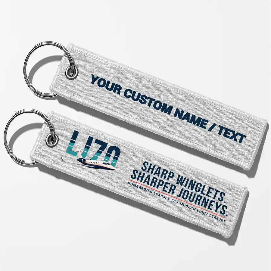 Bombardier Learjet 70 Aviator Key Chains - White - Original - Personalized