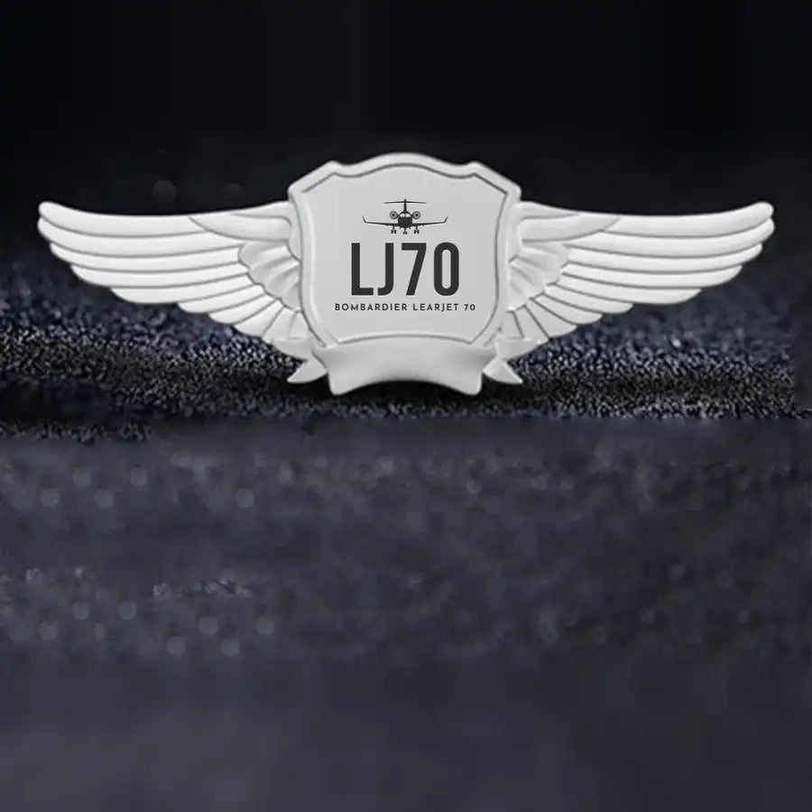 Bombardier Learjet 70 Pilot Wing Badge - Silver