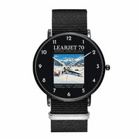 Thumbnail for Bombardier Learjet 70 - Poster - Slim Leather - Black and Black Nylon Strap