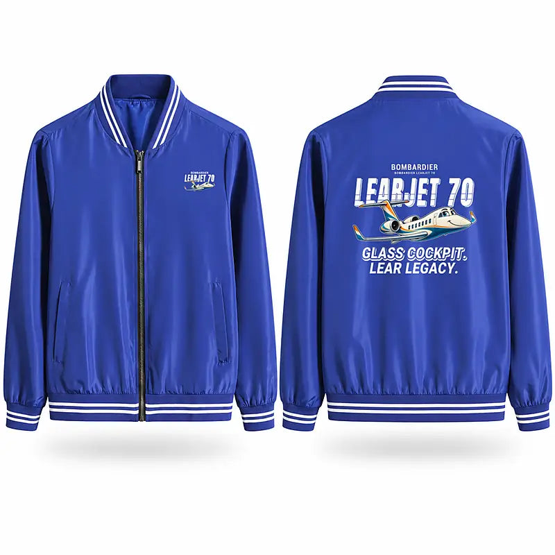 Bombardier Learjet 70 Stylish Jackets - Baseball Collar - Cartoon - Royal Blue