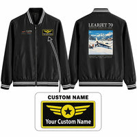 Thumbnail for Bombardier Learjet 70 Stylish Jackets - Baseball Collar - Poster + Name - Black
