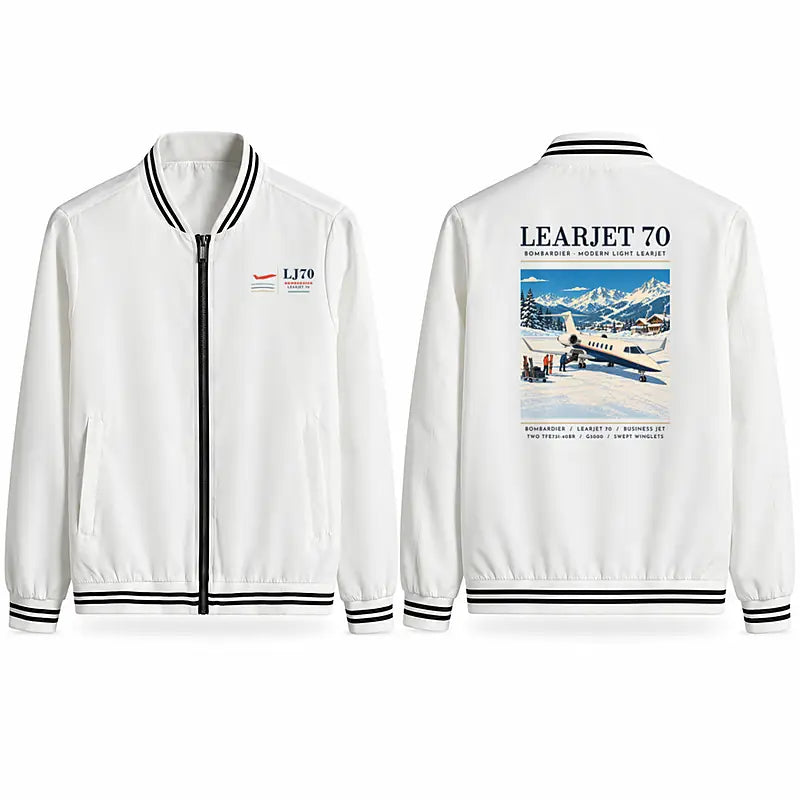 Bombardier Learjet 70 Stylish Jackets - Baseball Collar - Poster - White