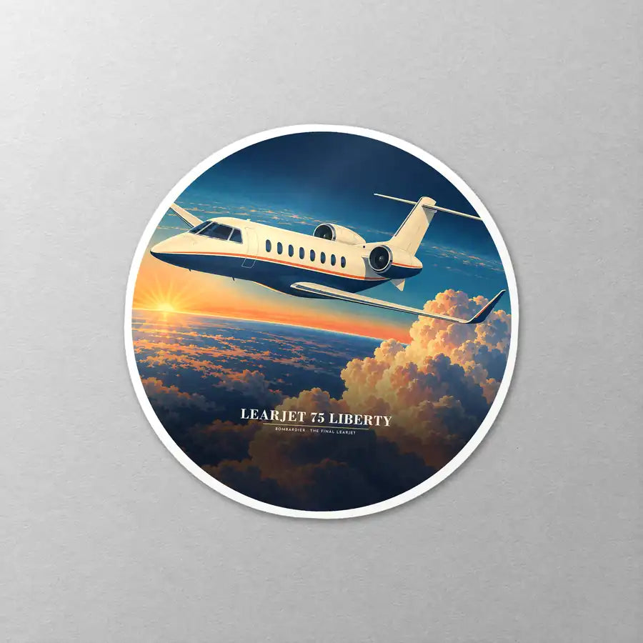 Bombardier Learjet 75 Liberty - 3D - Circle Sticker - Close-up