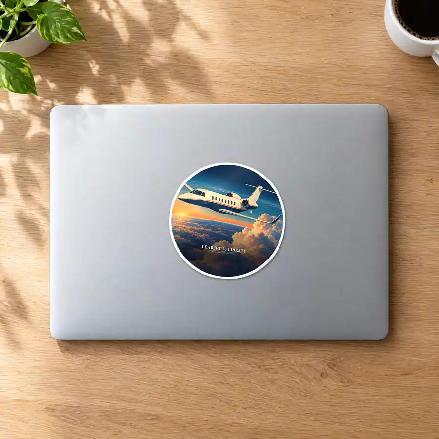Bombardier Learjet 75 Liberty - 3D - Circle Sticker - MacBook