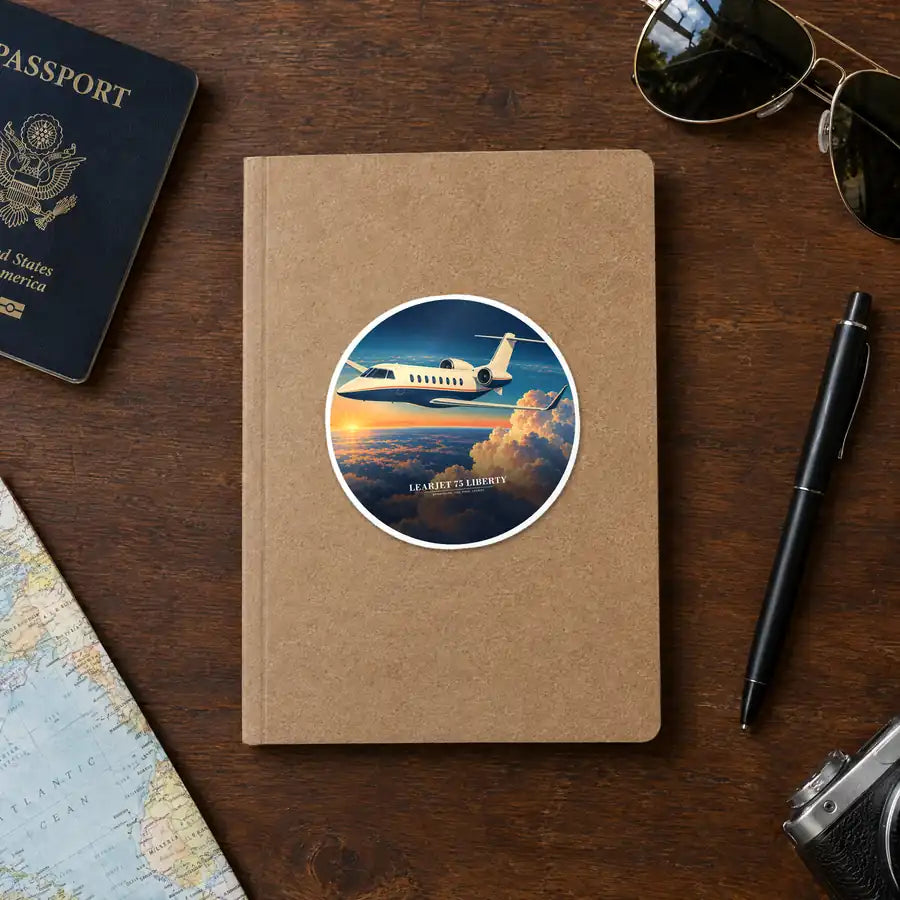 Bombardier Learjet 75 Liberty - 3D - Circle Sticker - Notebook