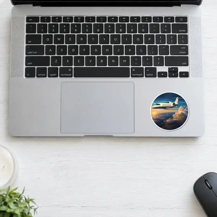 Bombardier Learjet 75 Liberty - 3D + Name - Circle Sticker - Laptop