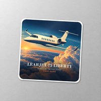 Thumbnail for Bombardier Learjet 75 Liberty - 3D + Name - Square Sticker - Close-up