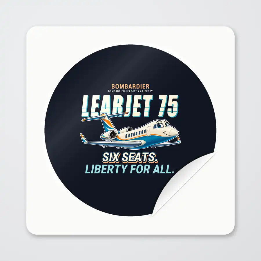 Bombardier Learjet 75 Liberty - Cartoon - Circle Sticker - Peel