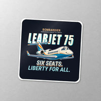 Thumbnail for Bombardier Learjet 75 Liberty - Cartoon - Square Sticker - Close-up