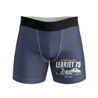 Thumbnail for Bombardier Learjet 75 Liberty - Men Boxers - Cartoon + Name - Navy Blue