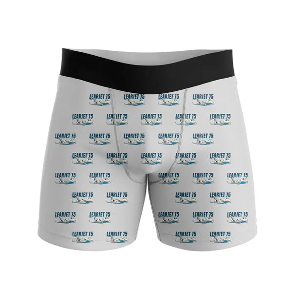 Bombardier Learjet 75 Liberty - Men Boxers - Cartoon Pattern - Light Gray