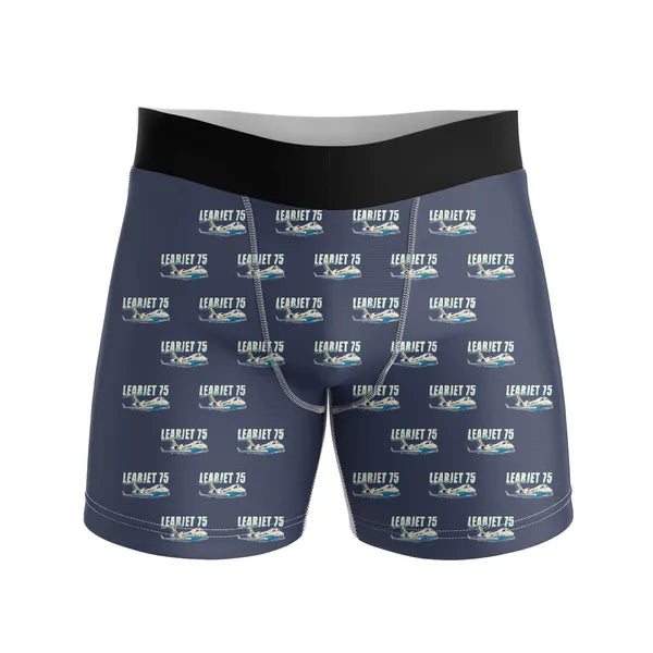 Bombardier Learjet 75 Liberty - Men Boxers - Cartoon Pattern - Navy Blue