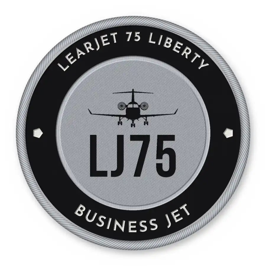 Bombardier Learjet 75 Liberty Patches - Circle - Black Silver