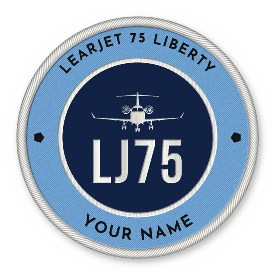 Bombardier Learjet 75 Liberty Patches - Circle + Name - Sky Navy