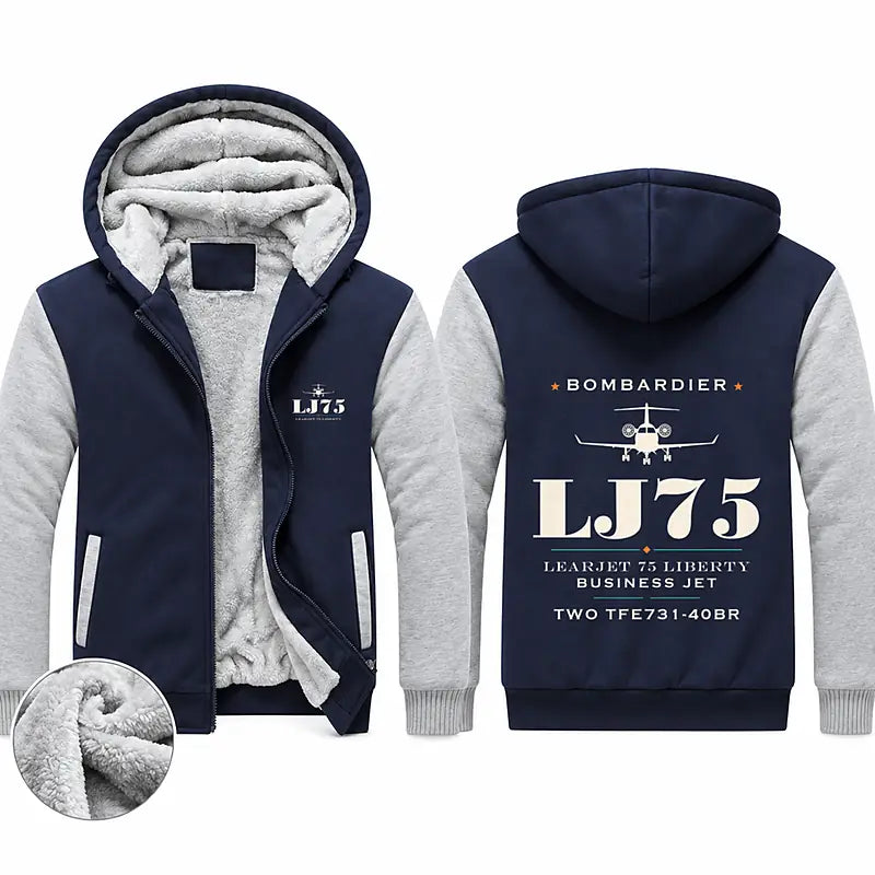 Bombardier Learjet 75 Liberty Zipped Sweatshirts - Heritage - Navy & Gray