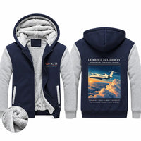 Thumbnail for Bombardier Learjet 75 Liberty Zipped Sweatshirts - Poster - Navy & Gray