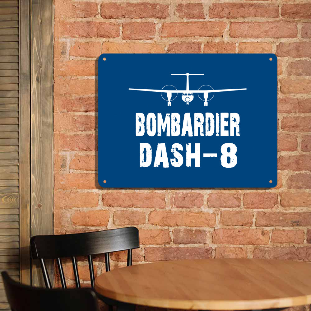 Bombardier Dash-8 & Plane Printed Metal Sign