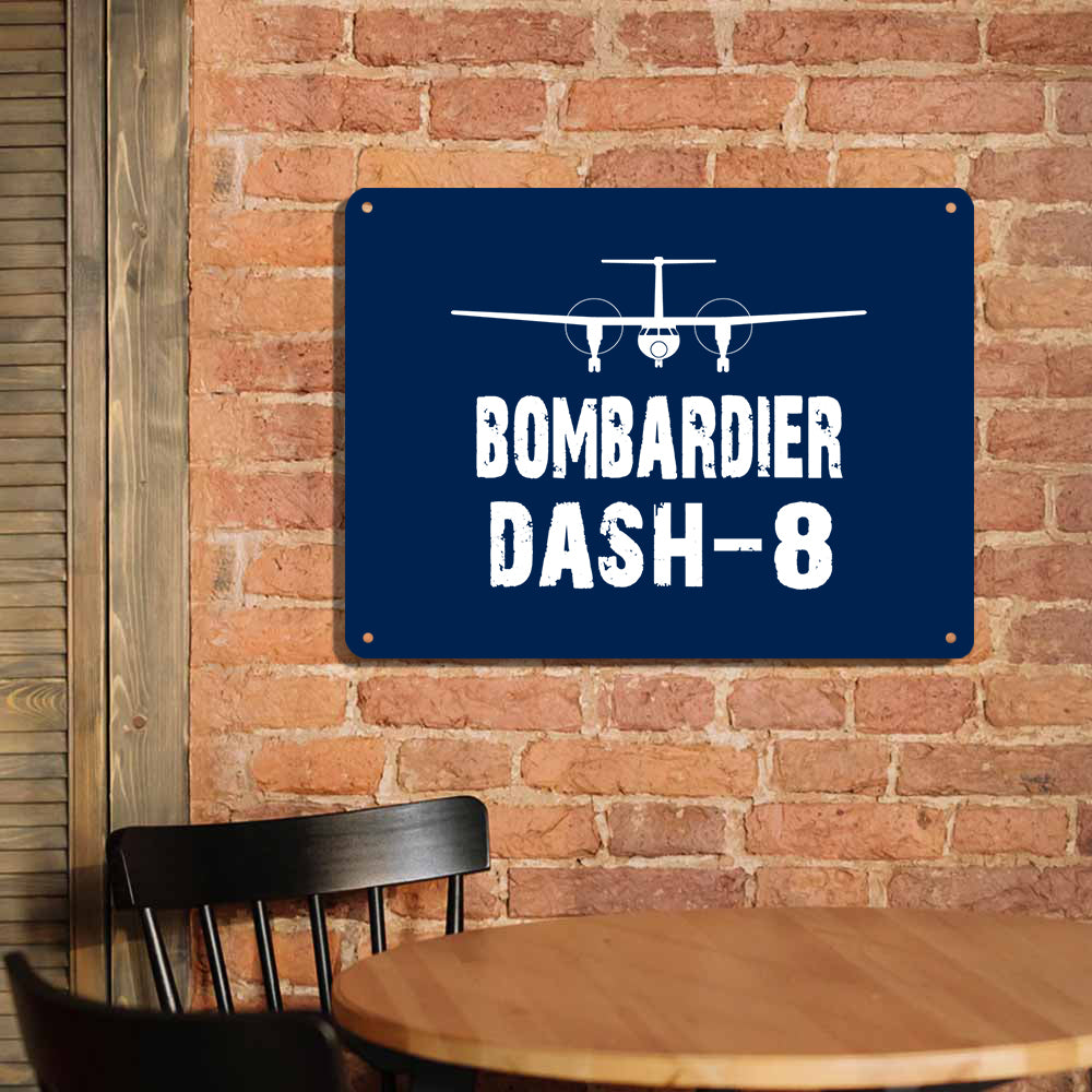 Bombardier Dash-8 & Plane Printed Metal Sign