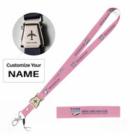 Thumbnail for Bombardier Challenger 3500 seat belt lanyard - pink with name