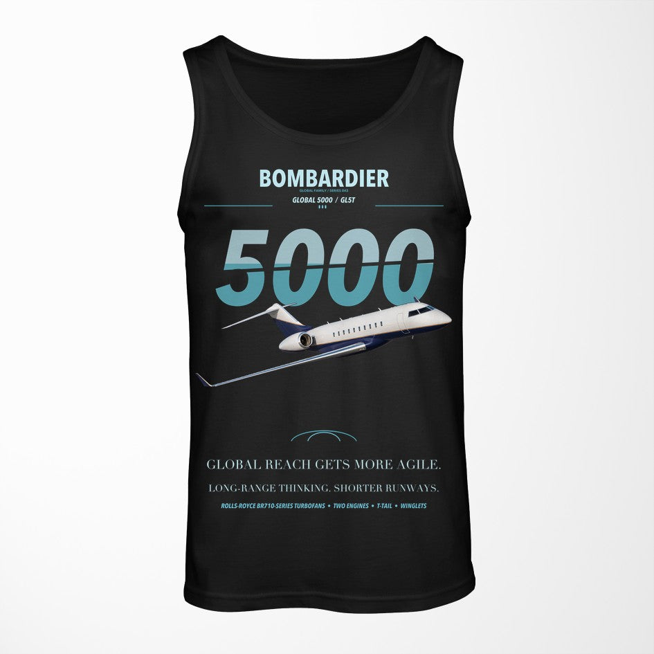 Bombardier Global 5000 design on black tank top