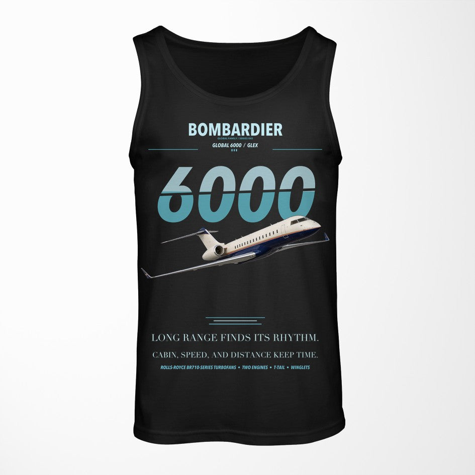 Bombardier Global 6000 design on black tank top