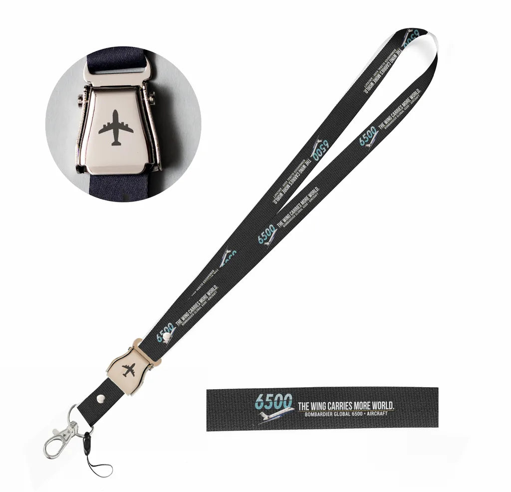 Bombardier Global 6500 seat belt lanyard - black