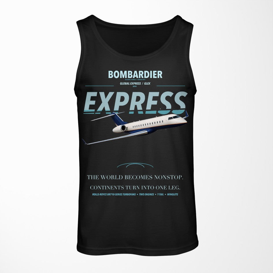 Bombardier Global Express design on black tank top