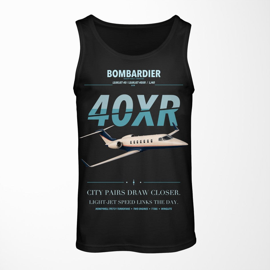 Bombardier Learjet 40XR design on black tank top