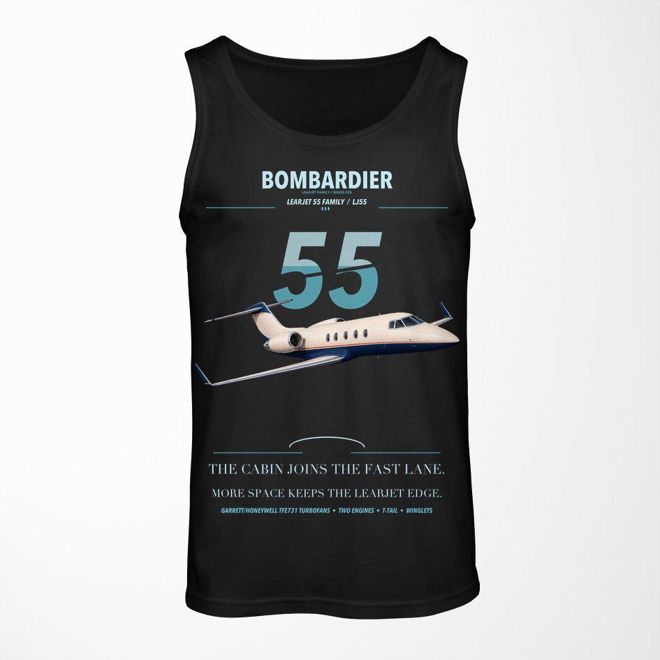 Bombardier Learjet 55 design on black tank top