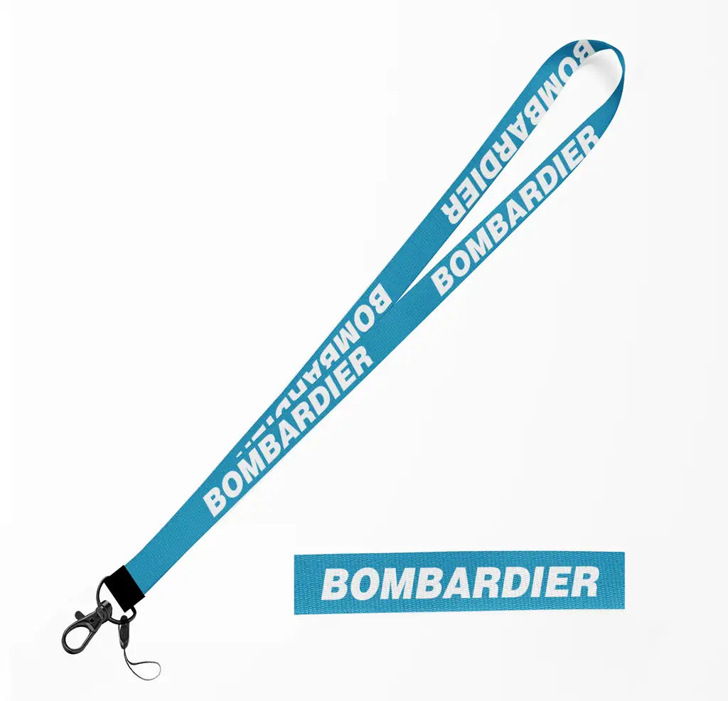 Bombardier & Text lanyard - light blue