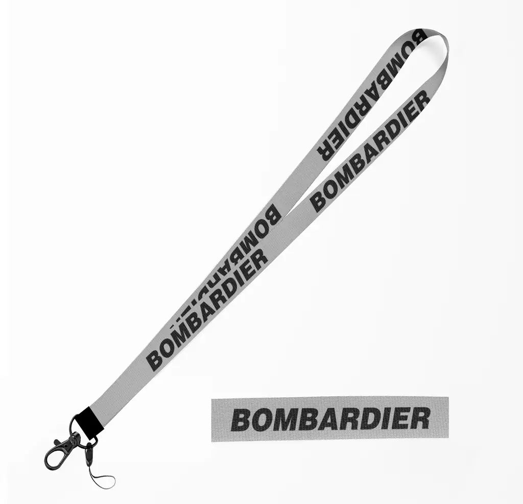 Bombardier & Text lanyard - light gray